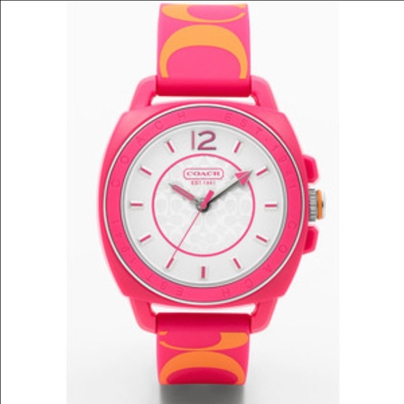 Pink & orange Coach Boyfriend silicon watch